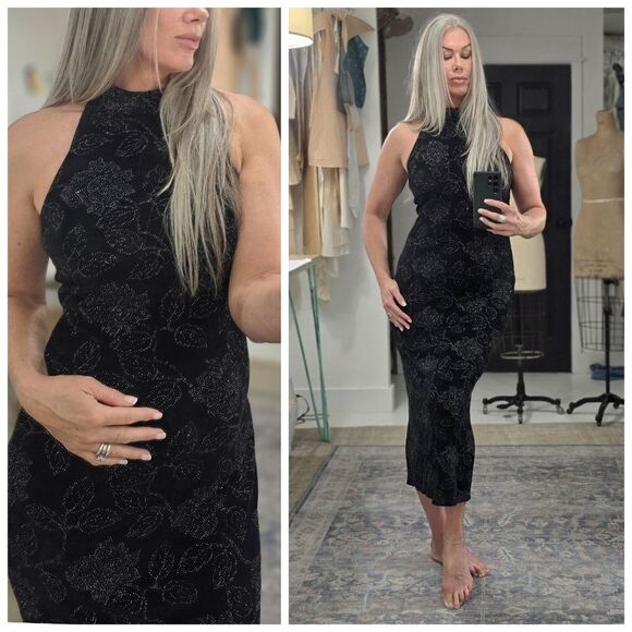 Vintage Halter Slinky Midi Dresz - Picture 1 of 8